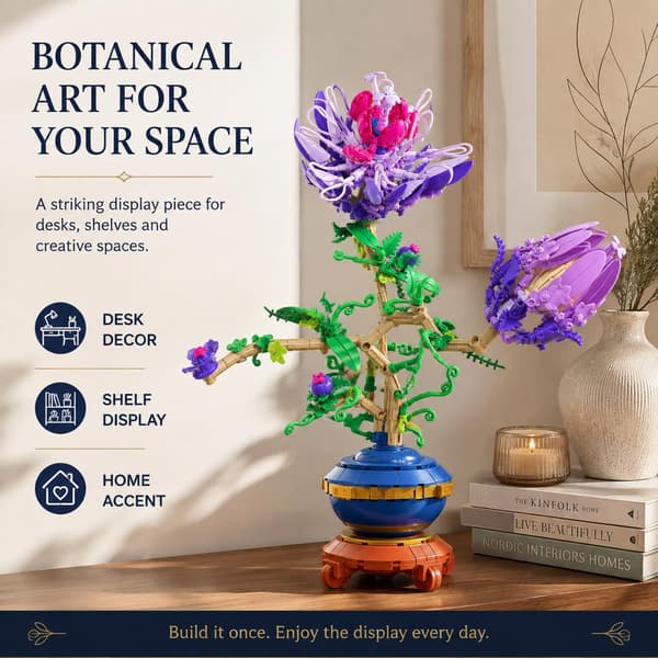 Byggesæt passionsblomst violet, 537 dele – dekorative klodser til voksne Style 4