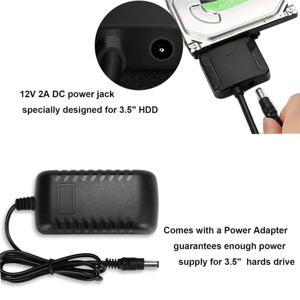 SATA til USB 3.0 harddiskadapter – kompatibel med 2,5\"/3,5\" HDD/SSD, støtte for UASP-protokoll SZ1