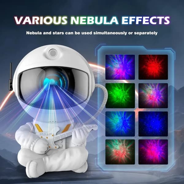 Astronaut Night Light with Galaxy Lamp – Starry Sky Projector with Remote Control and 360° Rotatable Head Black
