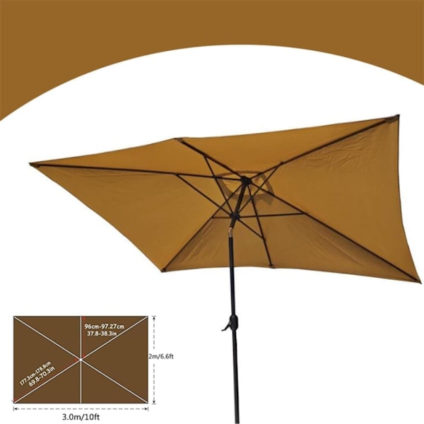 Erstatningsdug til rektangulær parasol 2×3 m – 6 ribber i polyester, kun dug (uden stativ)