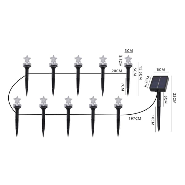 Solar Stjernelys 10 LED 3m - Varm Hvid Vandtæt til Have Terrasse Sti Multicolor 3m 10 lights