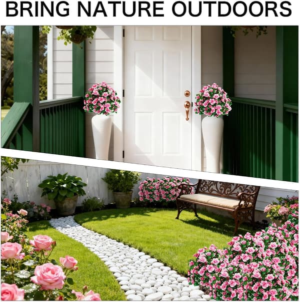 UV-resistent kunstig rododendron - Jordspyd til haveveranda - Pink Pink 1 Pack