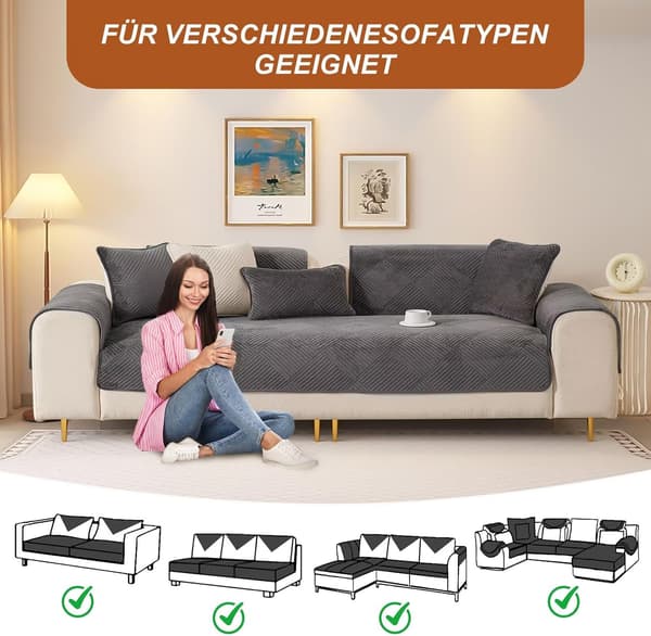 Universal skridsikkert ultra-strækbart sofabetræk til 1/2/3/4-personers sofaer og L-formede hynder, solid tekstur, sofaplaid til stuen a-dunkelgrau 90×210