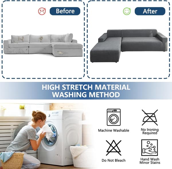 Sofföverdrag, Soffskydd, Sofföverdrag 2-sits, Sofföverdrag, Stretch Sofföverdrag, Pläd, Universellt Sofföverdrag Dark gray 235-300cm