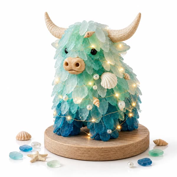 3D Havsglas-kit B - LED Julgran Träbas DIY Vuxna Högtid Style 2