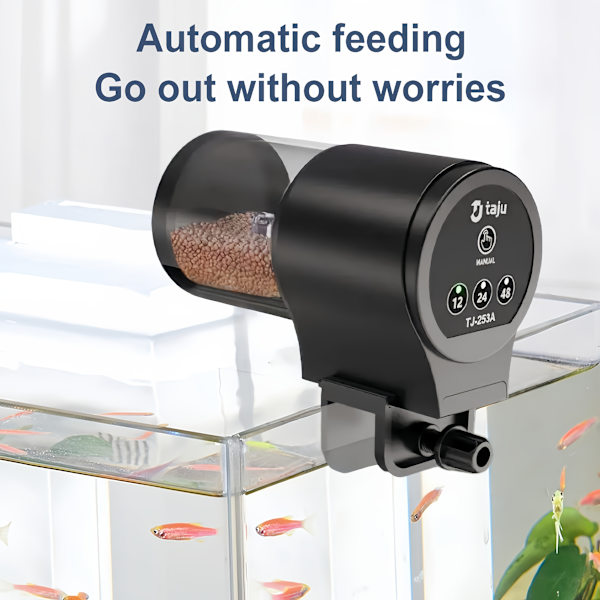 Automatisk Akvariefoderautomat – 24 timers timer, stor kapacitet & ingen batterier kræves