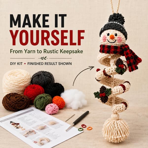 2-pak DIY hækle-kit snemand spiral – begynder, julepynt, stil 10 Style 18