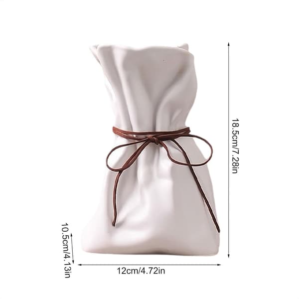 Plisserad Keramikvas Papperspåse - Modern Hem Bröllopsinredning Stor Vit White 18*12*11cmm
