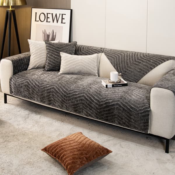 Sofaovertræk - Moderne simpelt sofaovertræk vaskbart sofaovertræk 1-delt sofa slipcover til sektionssofa L-form alle årstider generisk Velve Dark gray 70*70cm