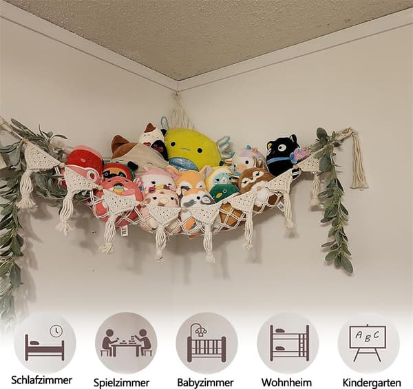 Soft Toy Storage / Toy Box - Hammocks, Storage Net, Hanging Organizer for Soft Toys White