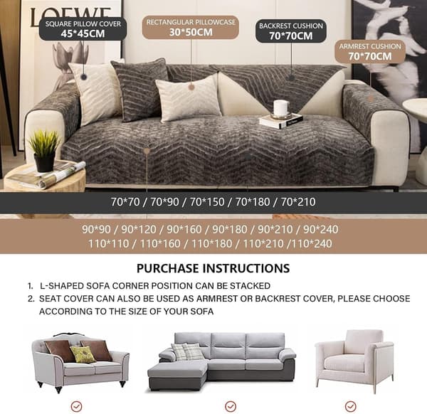 Sofaovertræk - Moderne simpelt sofaovertræk vaskbart sofaovertræk 1-delt sofa slipcover til sektionssofa L-form alle årstider generisk Velve Light gray 90*180cm