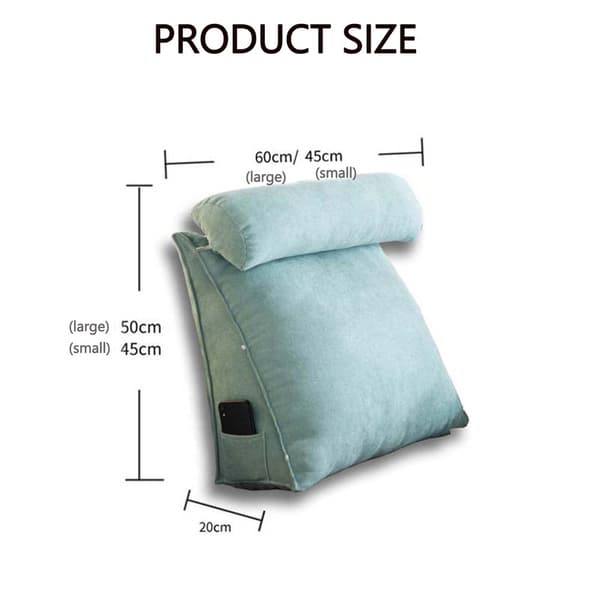 Back Support Pillow / Lumbar Support - Back Pillow with Adjustable Headrest Blue 45 x 45 x 20cm