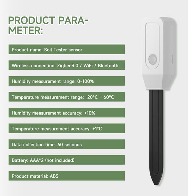 Tuya Smart Jordfugtigheds- og Temperatursensor - WiFi-version, App-overvågning til haveplanter - Hvid Version Wi-Fi