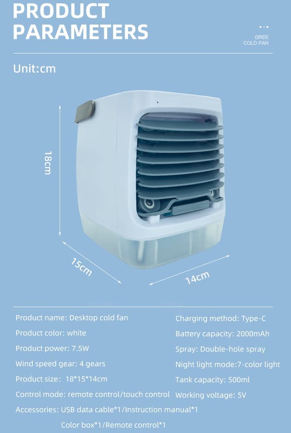 Bærbar Fordampende Luftkøler USB Mini Køleventilator Luftfugter 4 Tilstande Personlig Luftkøler Hjemmekontor Camping