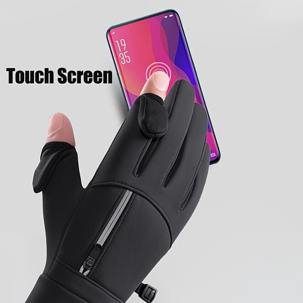 Herr & Dam Vinter Touchscreen Handskar – Köldtåliga & Vindtäta med Flip-Top Black L