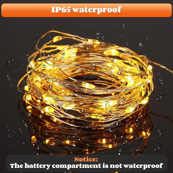 1M LED-slinga 6-pack Varmvit - 10LED Timer IP43 för Jul Trädgård Bröllop Yellow 6 PC-1M