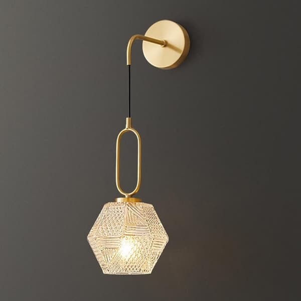 Messing Glas Væglampe - Flush Mount E27 Sconce til Soveværelse Stue Kontor Sengekant Embedded mount