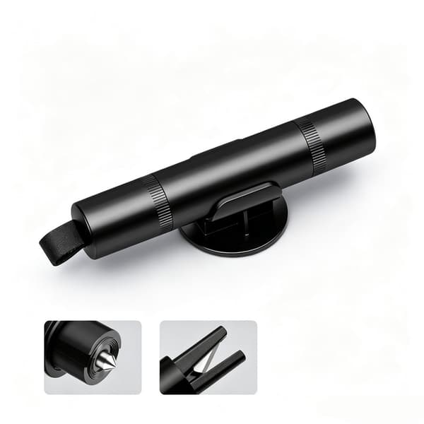 Bilvindusknuser og Sikkerhetsbeltekutter, 2-i-1 Livreddende Nødhammer Black 1pc