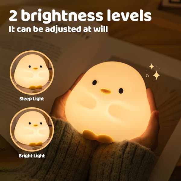 Nattlampe, Myk Silikon Andelampe, USB Oppladbar, Opptil 50 Timer Batteri, Timer Multicolor