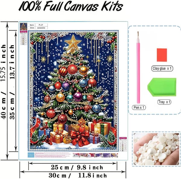 5D diamantmålning julgran i pärlor för vuxna – DIY diamantkonst