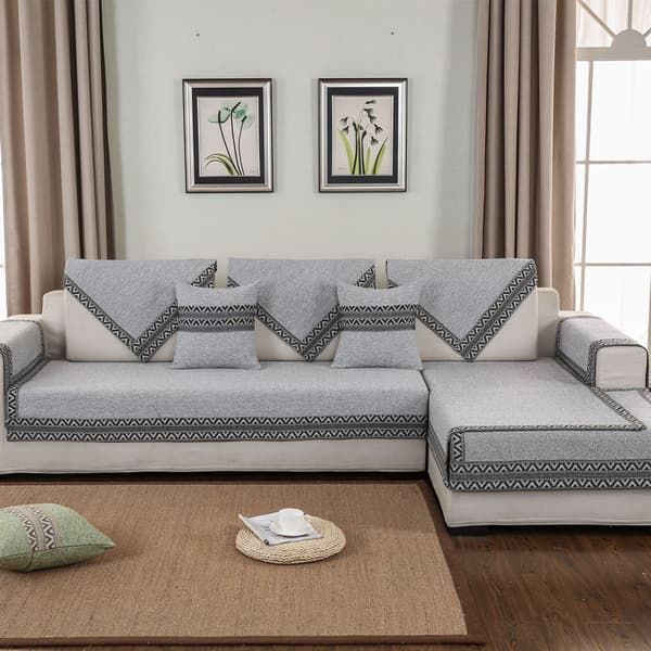Blødt velour sofahyndebetræk sofabetræk til kæledyr Skridsikker sofabeskyttelse til sektionssofa L-formet sofaslipcovers møbelbeskyttelse Gray 70*70cm