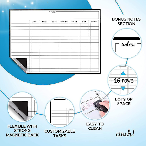 Magnetisk svart tørrslett-oppgavetavle for flere barn og voksne: Kjøleskap 17x12\" - Daglig ansvar og belønningstavle for småbarn eller tenåringer
