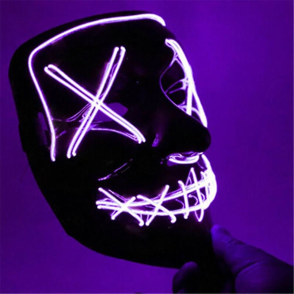 Cosplay Up Wire Purge Mask Kostyme Halloween Lys Skummel Led Fluorescerende Rød