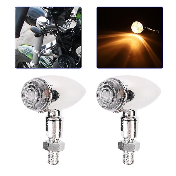 2 stk. Motorcykel Kugle Blinklys Indikatorlys Modificeringstilbehør Sølv Transparent Dæksel
