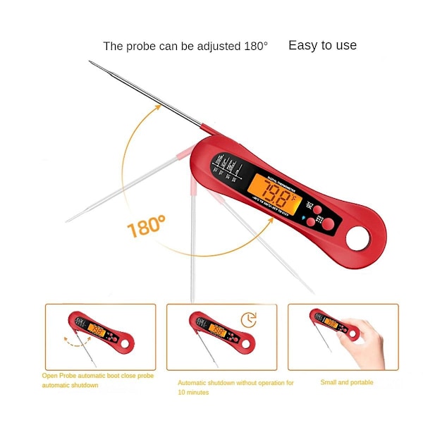 2 stk. Digitalt Kødmåler med Øjeblikkelig Aflesning - Kødmåler til Grill og Madlavning - Køkken BBQ