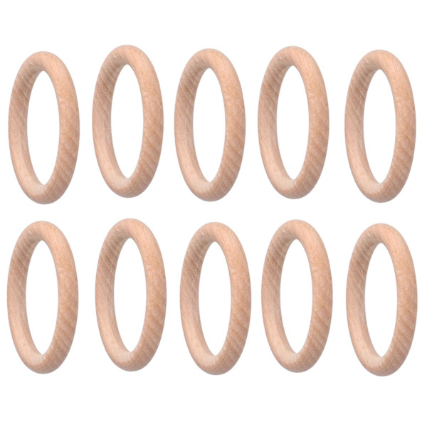 Naturlige tresirkler for smykkeproduksjon - 10 stk uferdige DIY treringer, 7 cm størrelse, ideelt for babytenner