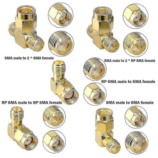 15 st RF-antenn Adaptersats SMA-kontakt SMA hane hona Konverter för WiFi-antennförlängning C