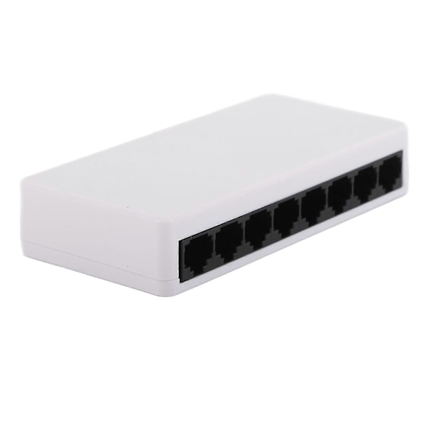 8-portars 10/100 Mbps Ethernet-switch, stöd för skrivbord, väggmontering, ohanterad hemnätverksswitch, hubb, kontor, Ethernet-splitter, 100–240 V, EU-kontakt