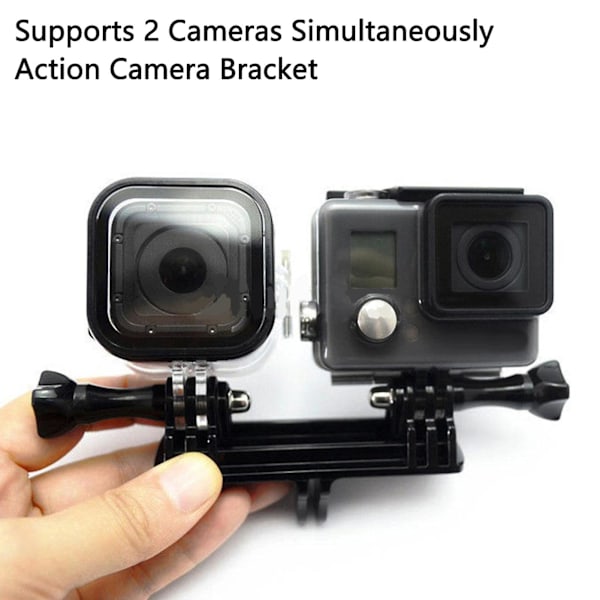 Kamerafeste Dobbelt Hode Med Skrue Støtter 2 Kameraer Samtidig Actionkamera Brakett For Gopro Hero 8 7 6 5 4s/ 4 /3+ /3 /2/ 1 Qinghai