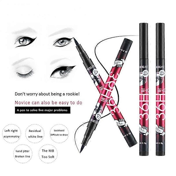 1 stk Sort Flydende Eyeliner Hurtigtørrende Vandfast Langvarig Flydende Eyeliner Blyant Eyeliner