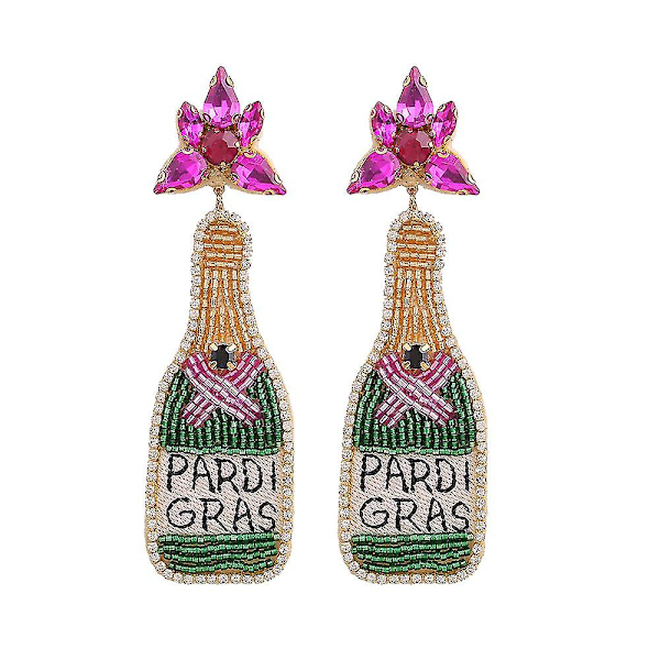 Nya Boho Champagneflaska Brudörhängen för Kvinnor Boho Handgjorda Pärlor