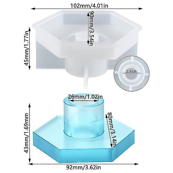 Kuusikulmainen Kynttilänjalka Resin Muotti, Kuusikulmainen Kynttilänjalka Epoxy Valumuotti Silikonimuotteja DIY Kynttilänjalalle, Koristeiden Valmistukseen, Savityöhön