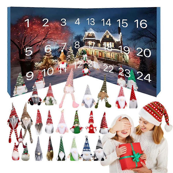 Jultomtekalender med Samlartomtar Tomte Plyschleksak Tomte Nedräkningskalender för