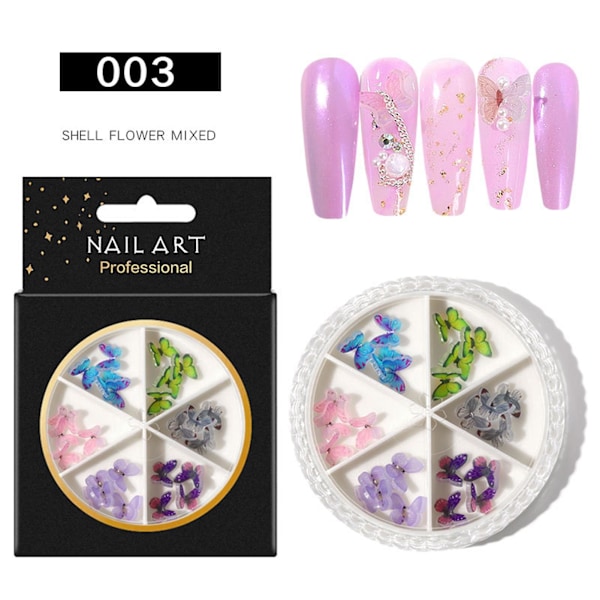 6 Grids/set Rivet Butterfly Decals Diy Nail Art Sequins Manicure Decoration Qinhai