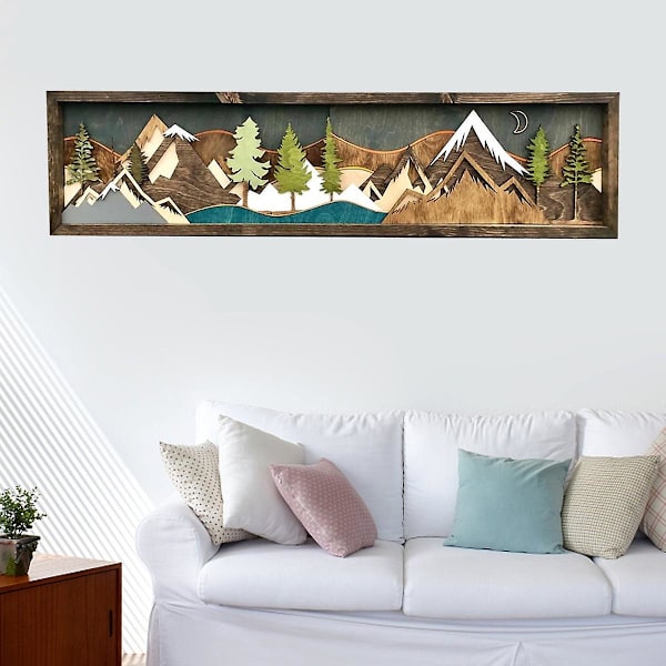 Wood Wall Art Decor 3d Wooden Natural Landscape Abstract Mountain Scape