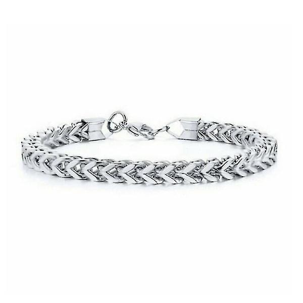 Men Stainless Steel Chain Titanium Alloy Herringbone Bracelet Silver