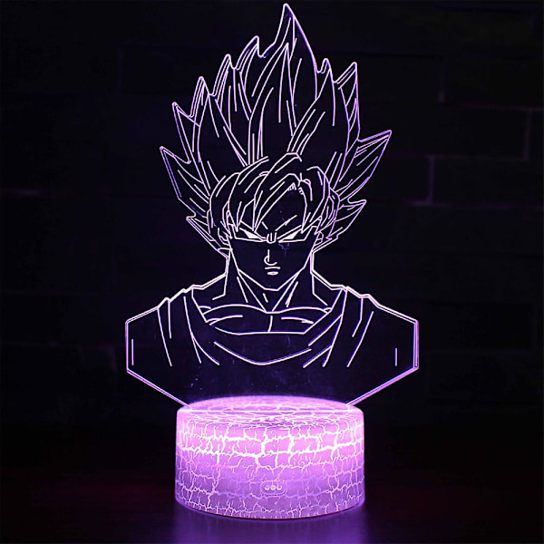 Dragon Ball 3D Illusions nattlys med 7 fargeendringer, LED-bordlampe med berøringskontroll, romdekorasjon for barn a