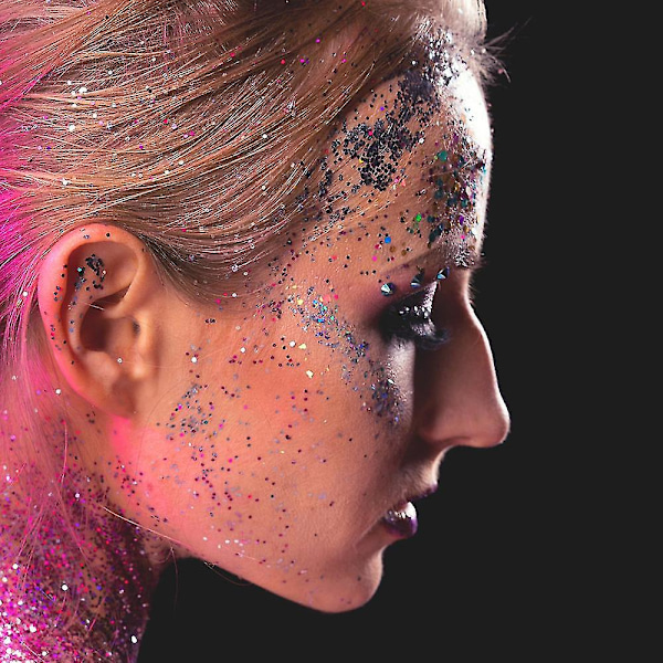 Glitter 4 Flasker Blandet Farve Ansigt Krop Øjne Hår Negle Festival Chunky Holografisk Glitter Forskellig Størrelse Negle Gradient Farvesæt