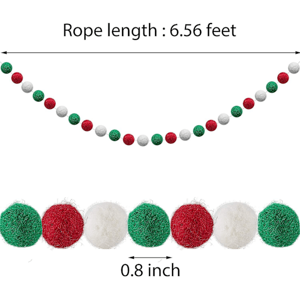 Ullfiltkulegirlander Fargerik Pom Pom Girlander 2 Meter Lang 24 Kuler Girlander for Mardi Gras St. Patrick's Da