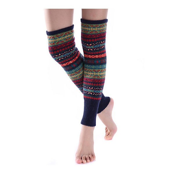 Dam Leg Warmers Stickade Tjocka Varma Långa Benvärmare Bohemian Stickade Virkade Stövlettsmanschetter Toppar