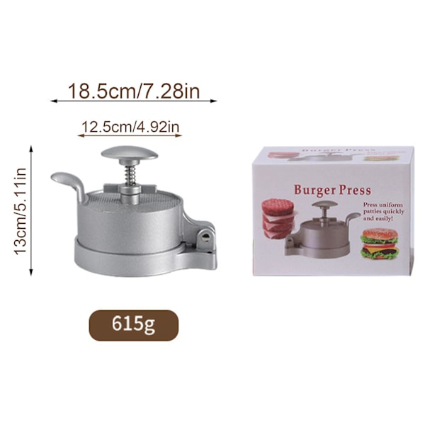 Burgerpresse, Justerbar Hamburgerpresse Patty Maker med 100 Pattypapir, Non-Stick Hamburgerpresse Heavy-Duty Burgerpresse Aluminium Legering Patty Maker