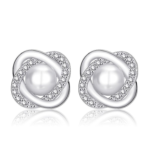 Women's Pearl Stud Earrings Silver Plated Earrings Ear Clips Fashion Earrings