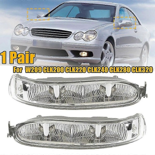 Bil LED Venstre + Høyre Par Blinklys Side Speil Lampe for W209 CLK 2002-2009