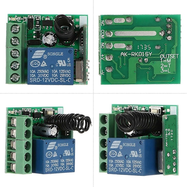 Trådløs fjernkontrollbryter Relé Sender Mottaker 433mhz 12v 1ch Fjernkontrollmodul Og Rf Sender Hjem Fjernkontroll