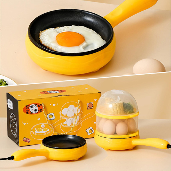 Multifunksjonell 2 i 1 Elektrisk Eggkoker Multipurpose Lite Eggkokersett for Hjemmet a