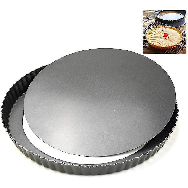 Non-stick Pie Pan For Quiche Dish With Loose Bottom, Fluted Round Cane Pan